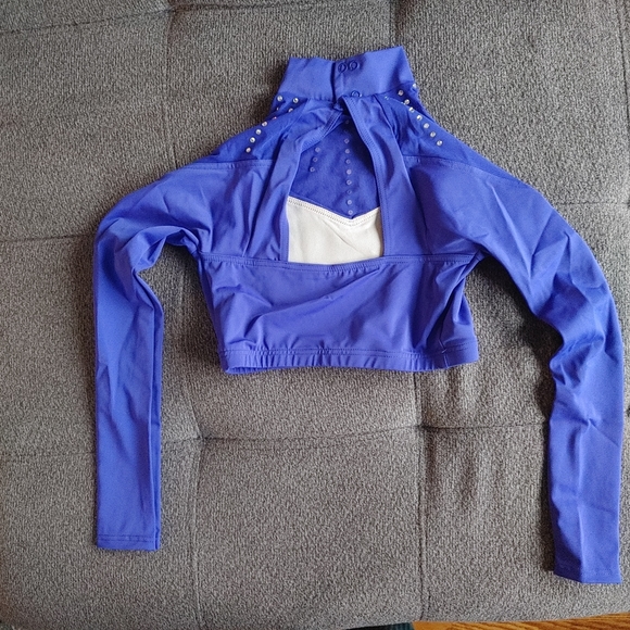 NWOT- Ivy Sky Crystal Mesh Girls Dance Crop Top - Picture 5 of 10